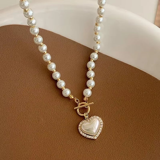 Heart Pearl Mermaid Necklace – Elegant Gift for Her