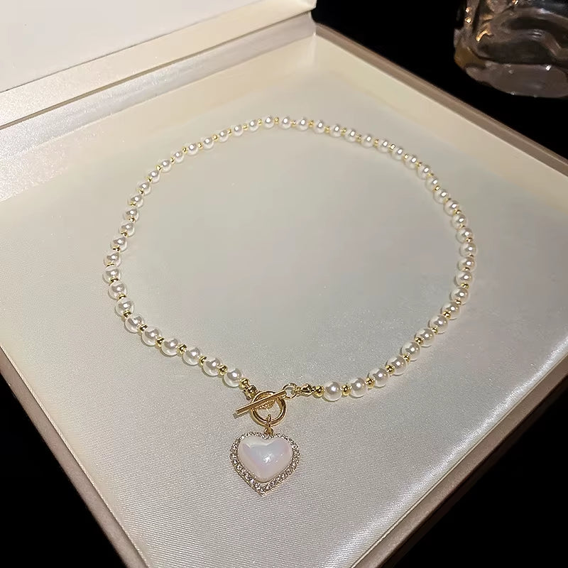 Heart Pearl Mermaid Necklace – Elegant Gift for Her